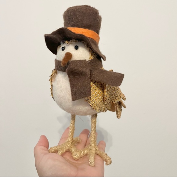 Fall Harvest Fabric Bird Decoration Figure with Top Hat Scarf Target Style Brown - Picture 5 of 7
